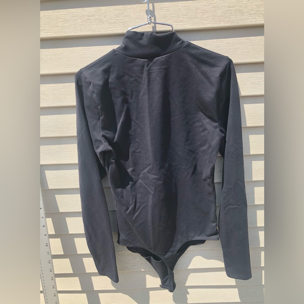 Abercrombie & Fitch Womens Long Sleeve Bodysuit S Black Soft AF Collection Snap